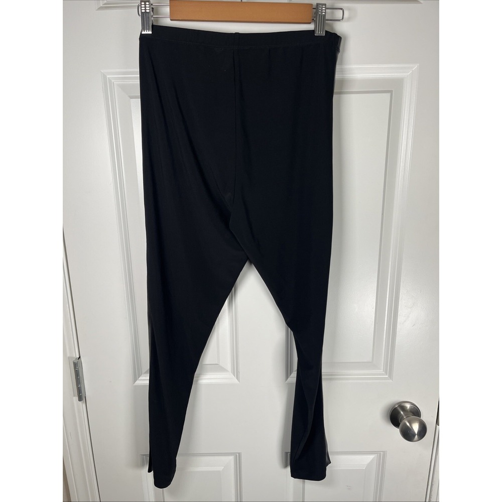 Vecceli Italy Black Sexy Stretch Pants Womens Small Vinyl‎ Sides Zipper Cuffs - Picture 6 of 10